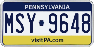 PA license plate MSY9648