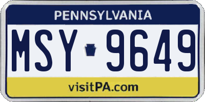 PA license plate MSY9649