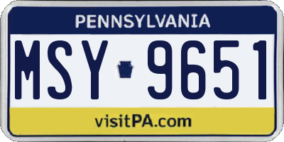 PA license plate MSY9651