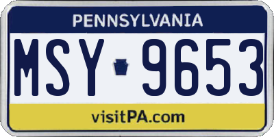 PA license plate MSY9653