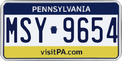 PA license plate MSY9654