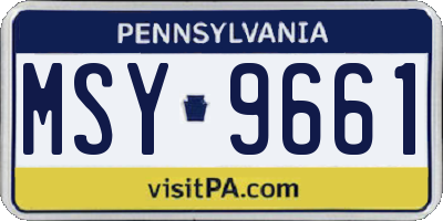 PA license plate MSY9661