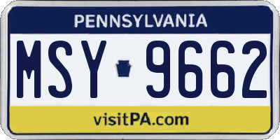 PA license plate MSY9662