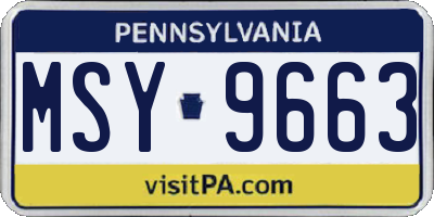 PA license plate MSY9663