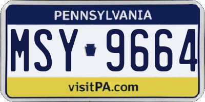 PA license plate MSY9664