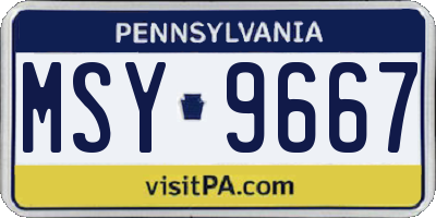 PA license plate MSY9667