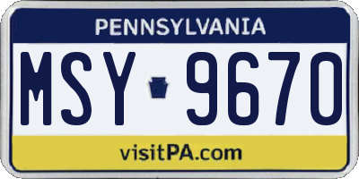 PA license plate MSY9670