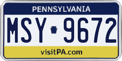PA license plate MSY9672