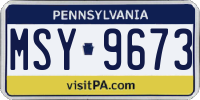 PA license plate MSY9673