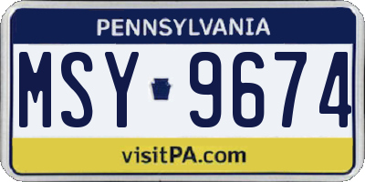 PA license plate MSY9674
