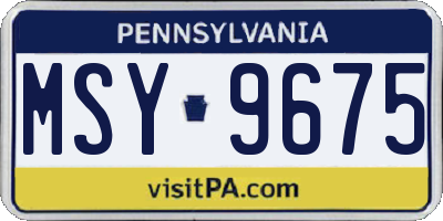PA license plate MSY9675