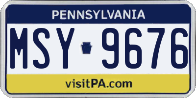 PA license plate MSY9676