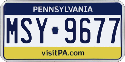 PA license plate MSY9677