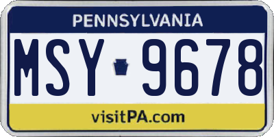 PA license plate MSY9678
