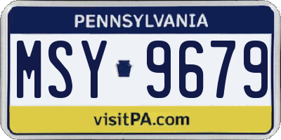 PA license plate MSY9679