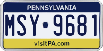 PA license plate MSY9681