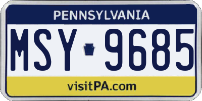 PA license plate MSY9685
