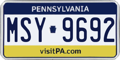 PA license plate MSY9692