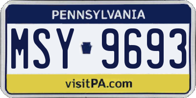 PA license plate MSY9693