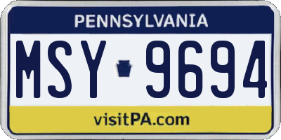 PA license plate MSY9694