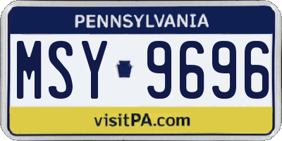 PA license plate MSY9696