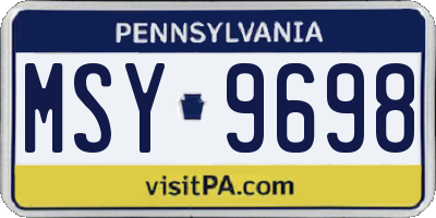 PA license plate MSY9698