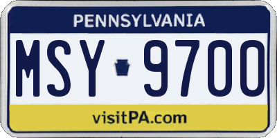 PA license plate MSY9700