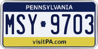 PA license plate MSY9703