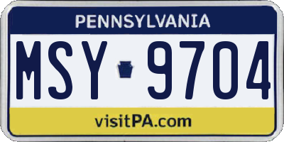PA license plate MSY9704