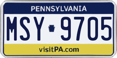PA license plate MSY9705