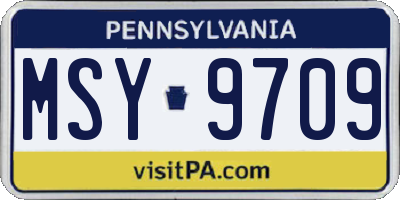 PA license plate MSY9709