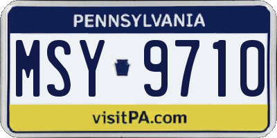 PA license plate MSY9710