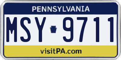 PA license plate MSY9711