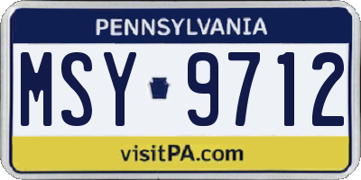 PA license plate MSY9712