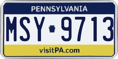 PA license plate MSY9713