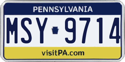 PA license plate MSY9714