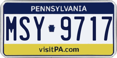 PA license plate MSY9717