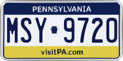 PA license plate MSY9720