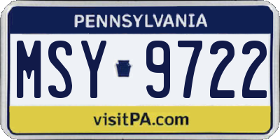 PA license plate MSY9722