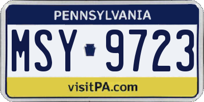 PA license plate MSY9723
