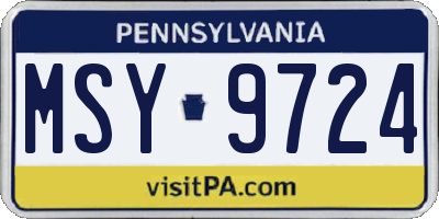 PA license plate MSY9724