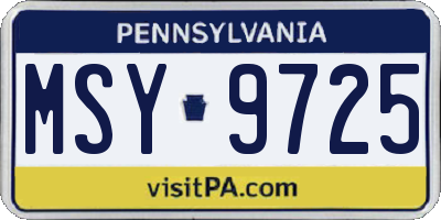 PA license plate MSY9725