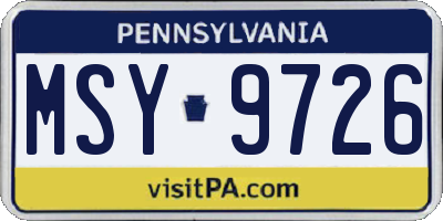 PA license plate MSY9726