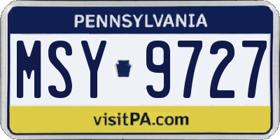 PA license plate MSY9727