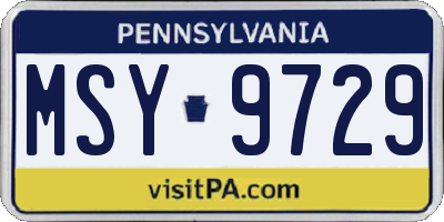 PA license plate MSY9729