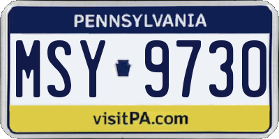 PA license plate MSY9730