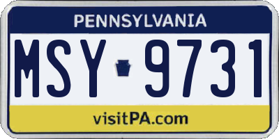 PA license plate MSY9731