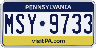 PA license plate MSY9733