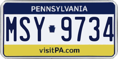 PA license plate MSY9734