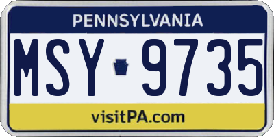 PA license plate MSY9735